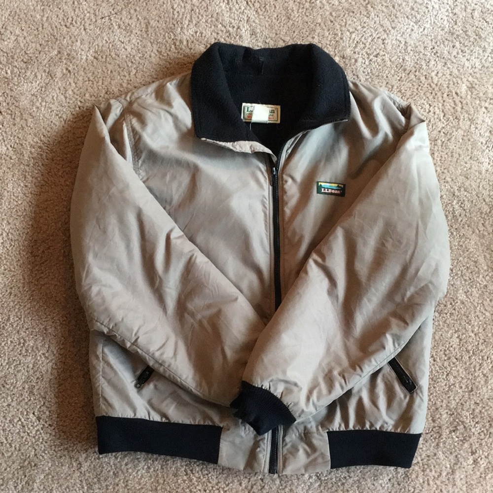 Men’s Tan L.L. Bean Warm-up Jacket - Size L